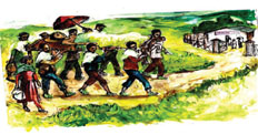 Woman being carried to health facility
