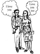 Young couple saying “I love you”