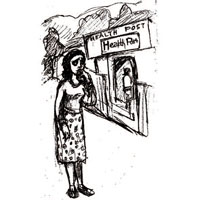 Young girl outside the health facility looking unsure