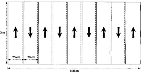 Training board for residual spraying which can be marked with chalk on the wall of a large building.