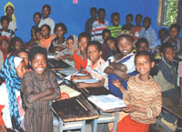 A classroom full of children.