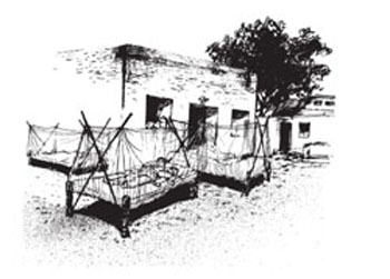Special supports for rectangular nets for outdoor use.