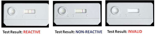 Pictures showing how to interpret the STAT-PAK device.