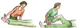 The knee is exercised by bringing it as close as possible to the chest.