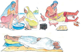 Washing affected limbs and elevating them