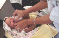 Administering immunization and vitamin A supplements