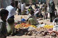 A local market place selling fresh fruit and vegetables.