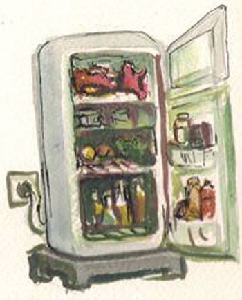 Storing food in a refrigerator