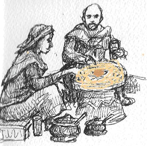 Traditional way of eating at home