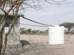 Rainwater collected and stored in a cistern