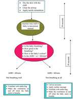 A summary of the steps in newborn resuscitation in the form of a flow chart.