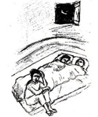 A woman who is unable to sleep at night
