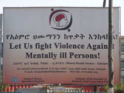 A poster raising awareness about abuse against people with mental illness