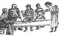 People enjoying themselves using local drinks