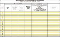 Registration book for therapeutic feeding